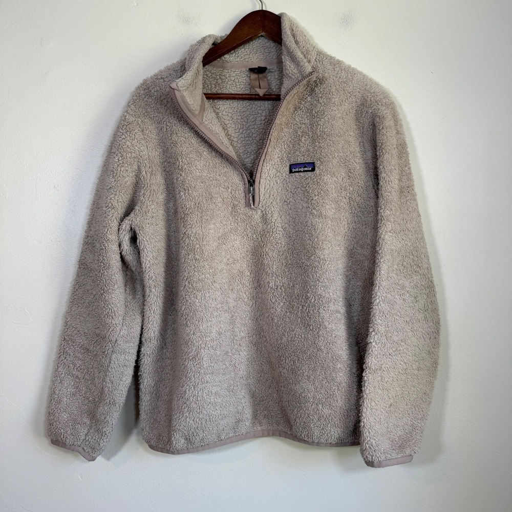 Patagonia Los Gatos Quarter Zip High Pile Fleece Pullover Size Large Tan